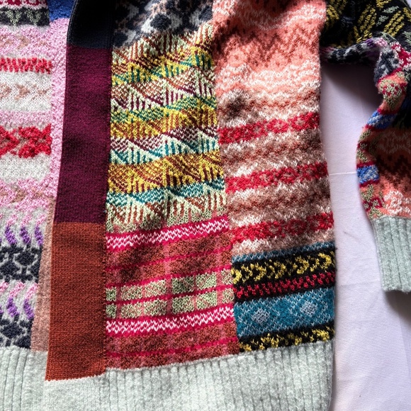 Anthropologie Boho Abstract Multicolor Patchwork Open Cardigan Sweater 1X/2X - Picture 8 of 16